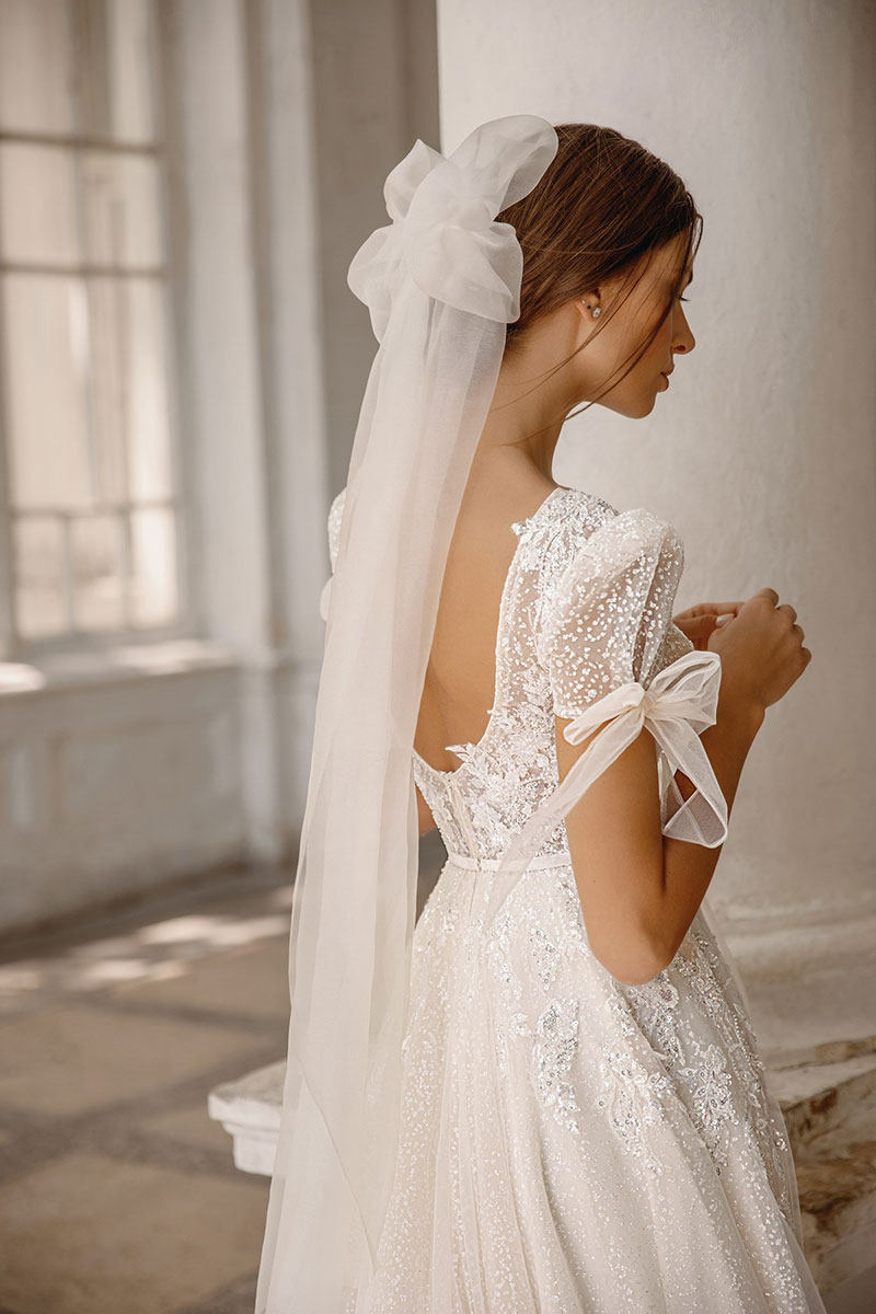 新娘头纱蝴蝶蝴蝶结结网纱长款婚纱礼服头饰配饰拍照头纱