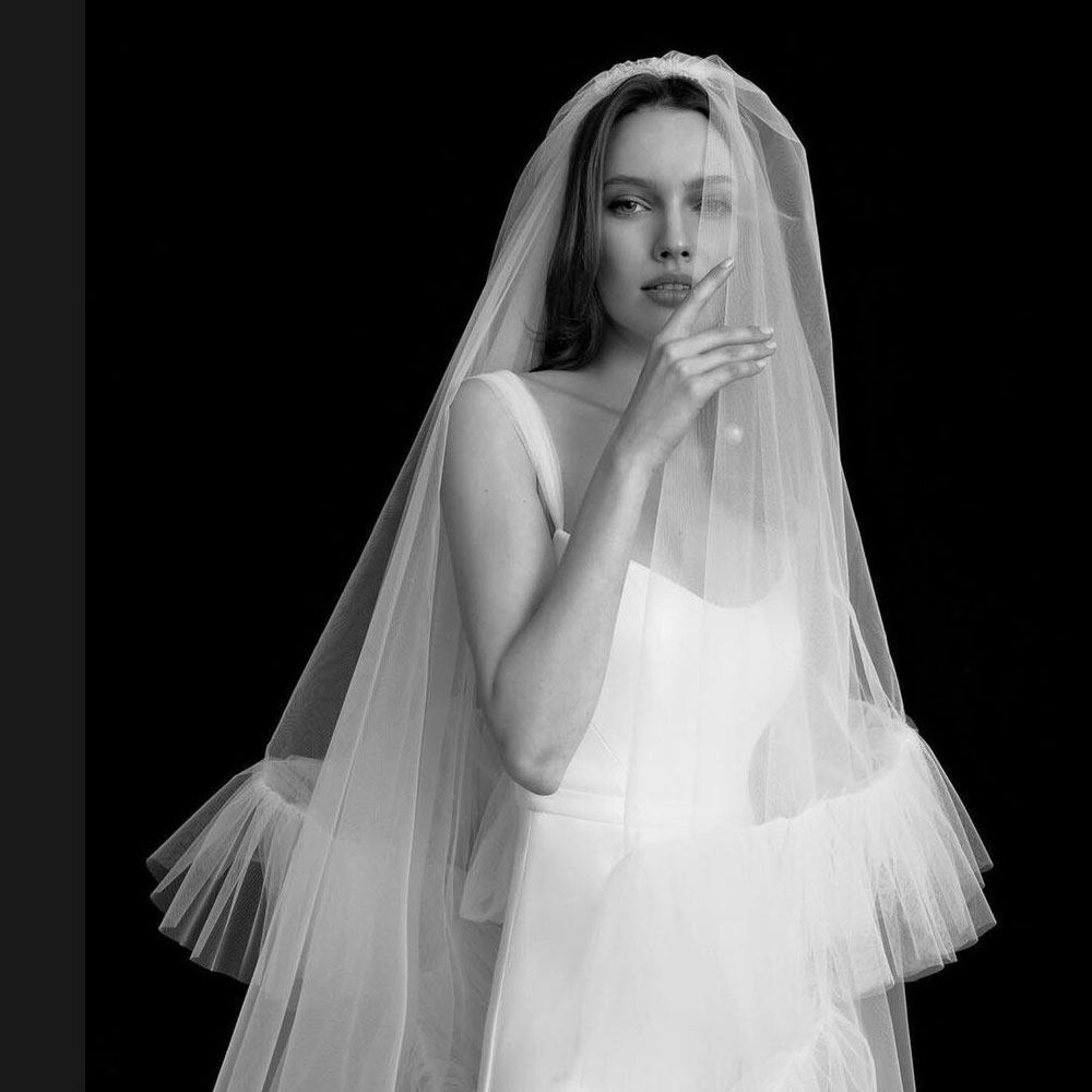 新娘头纱长款拖尾3米婚纱婚礼遮面双层素纱头纱
