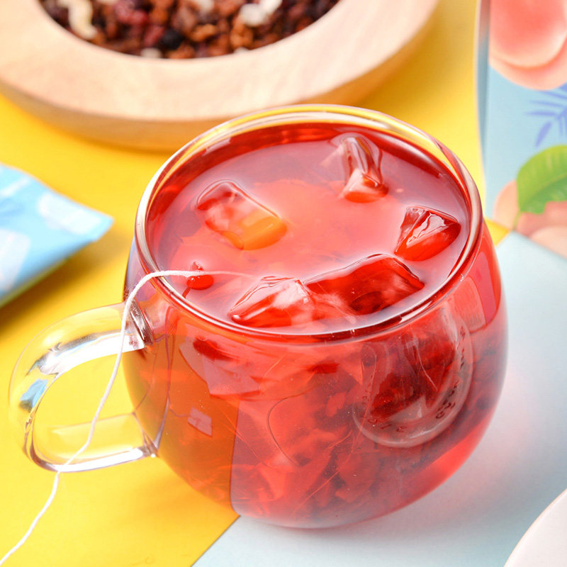 果茶蜜桃蔓越茶水茶包果干洛神花果花茶组合冻干速溶水果块茶