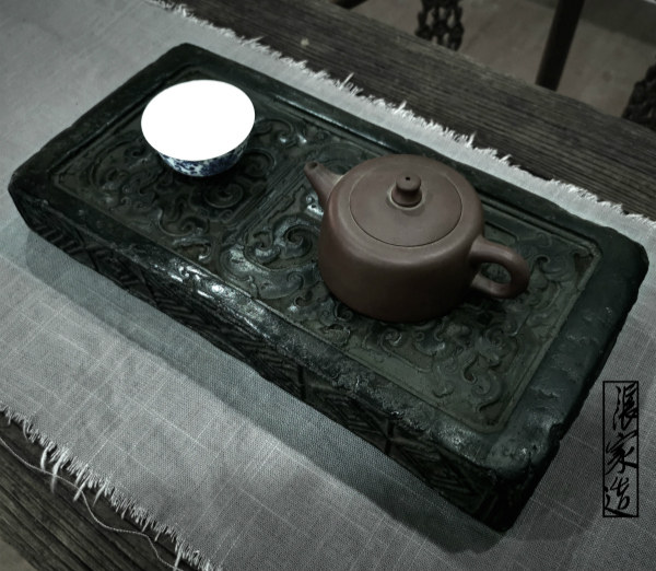 张家造仿古汉干泡茶盘复古砖茶手工雕刻壶承茶海