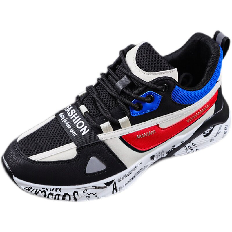 瑞姆斯坦男士2021新款报纸底网运动休闲潮鞋网红拼色时尚休闲鞋