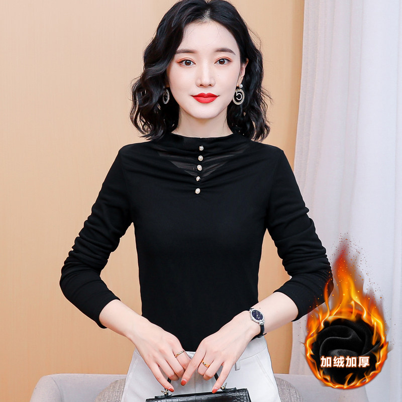 冬季保暖内衣女士加厚加绒单件上衣外穿妈妈秋衣保暖上装