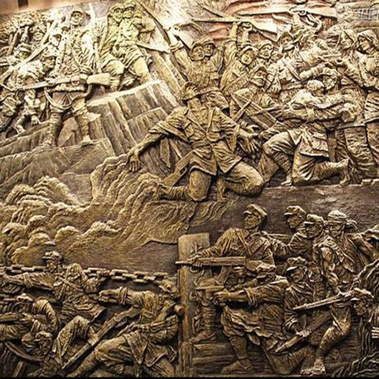 定制石雕八路军浮雕抗战主题泥塑模型雕塑人物石雕