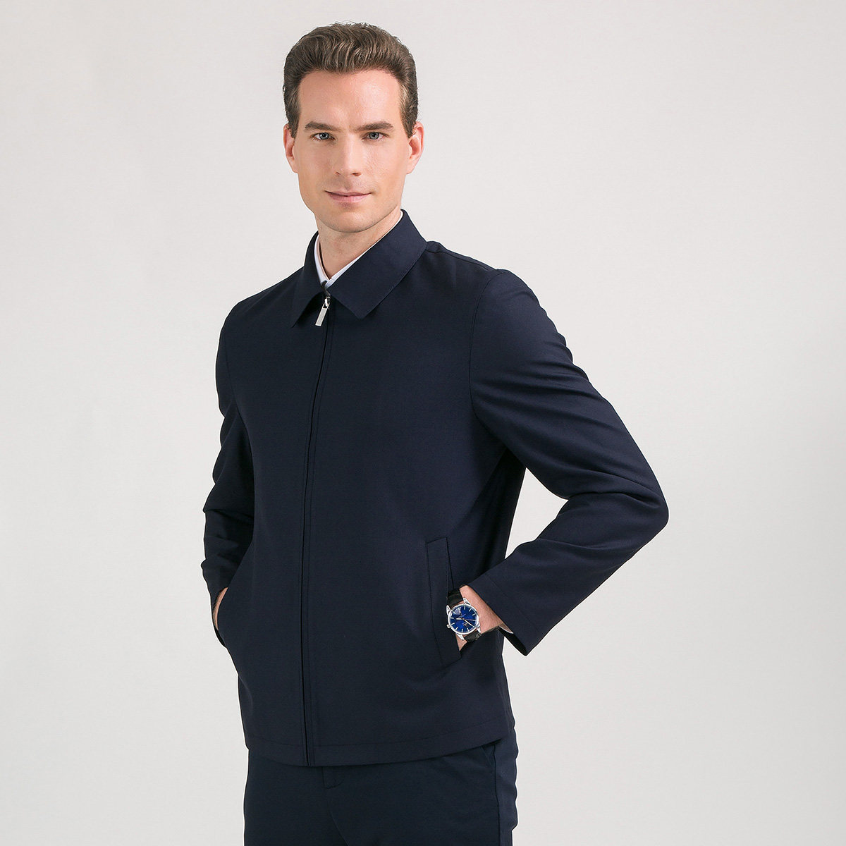 lawsiton劳斯斯顿男装春秋夹克外套领导干部茄克衫公务员