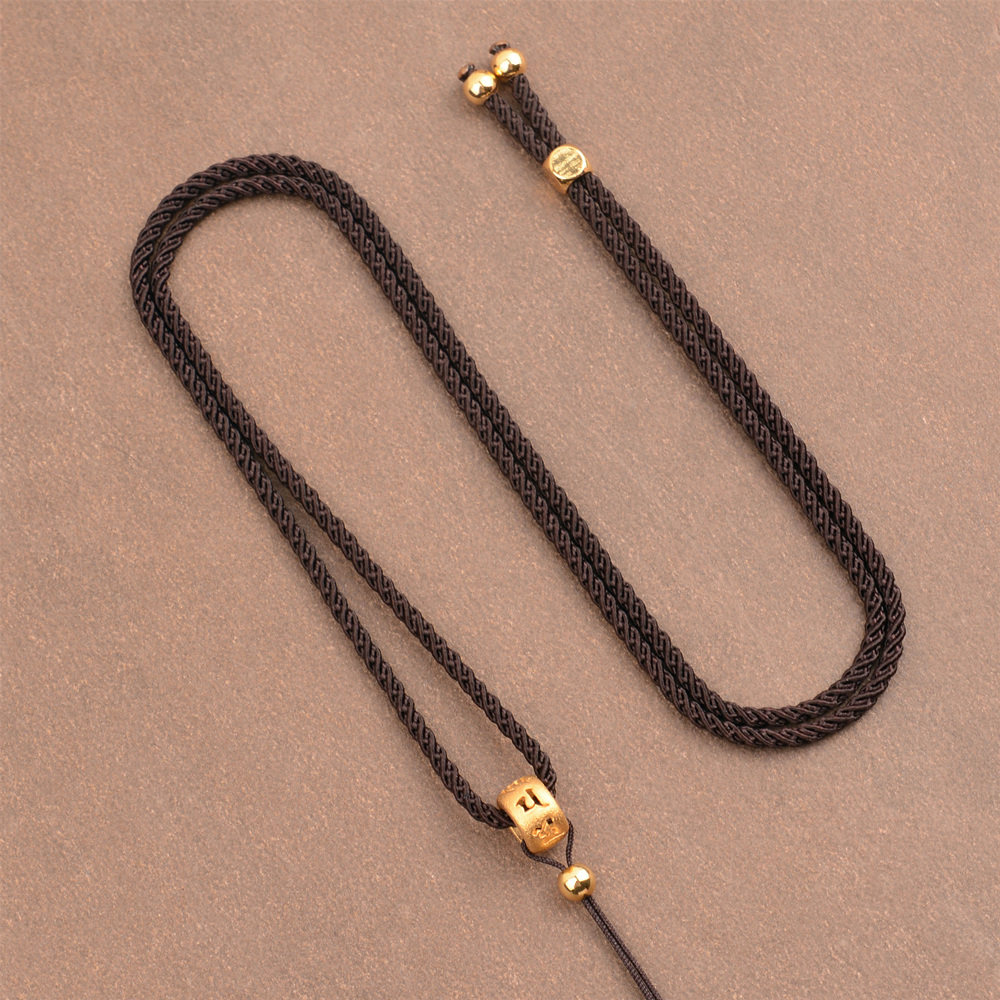 黄金吊坠挂绳米兰手编挂脖项链金佛绳