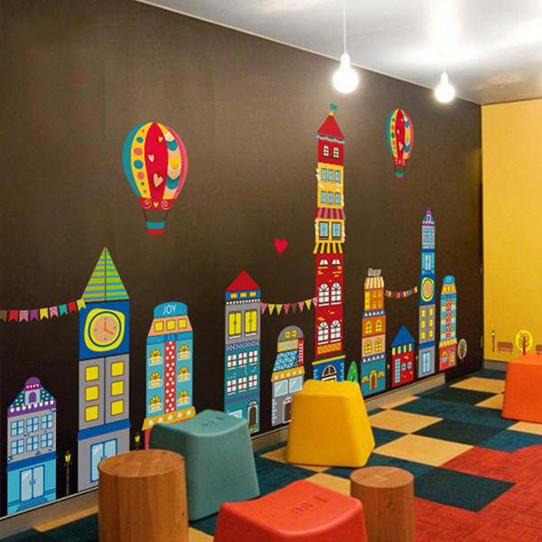 卡通城堡儿童贴画墙贴女孩男孩房间卧室墙壁墙贴