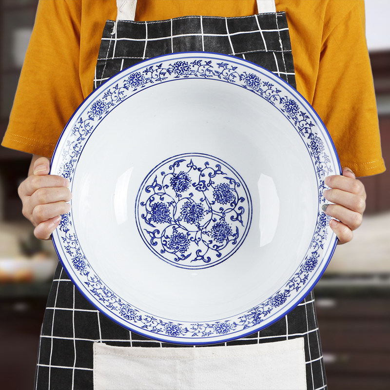 陶瓷超大12寸单个大碗日式酸菜鱼特大饭碗青花碗