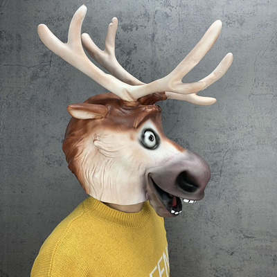 动漫冰雪奇缘2frozen圣诞麋鹿动物面具乳胶头套舞会cosplay周边