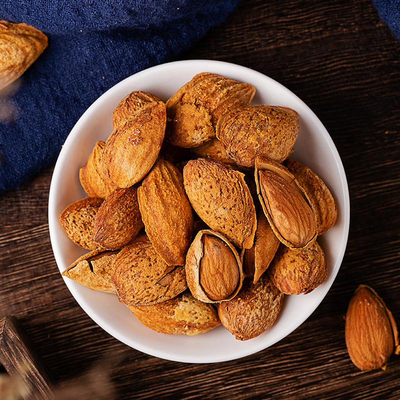 新疆薄皮巴旦袋装500g盐焗扁桃桃仁奶油坚果杏仁