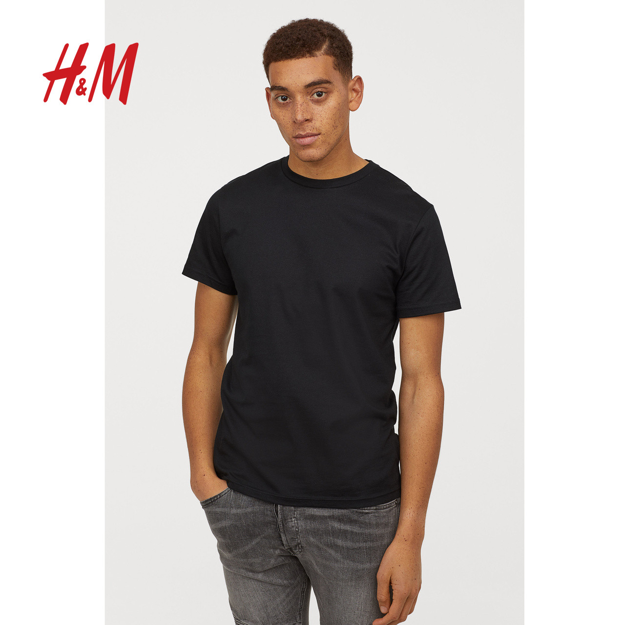 h&m hm divided男装新款纯色宽松情侣短袖t恤 男士夏季休闲潮牌