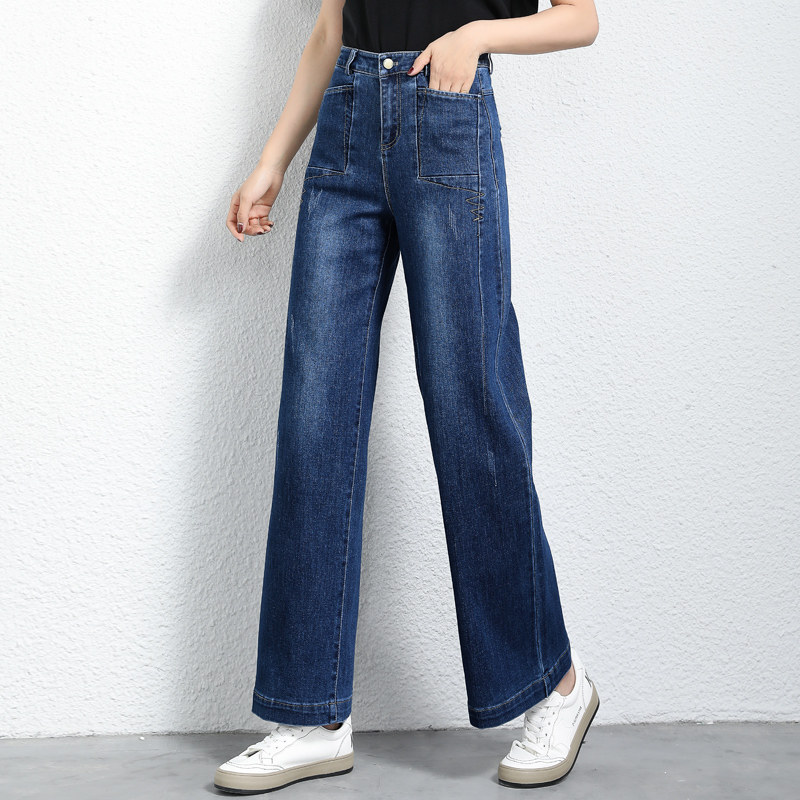 裤女春季新款宽松显瘦直筒裤高腰烟管裤小众设计阔脚长裤  锁莎旗舰店