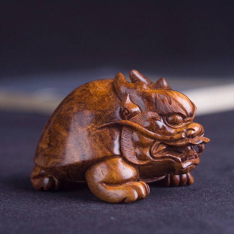 海南黄花梨龙龟手把件老油梨雕刻男士随身文玩摆件