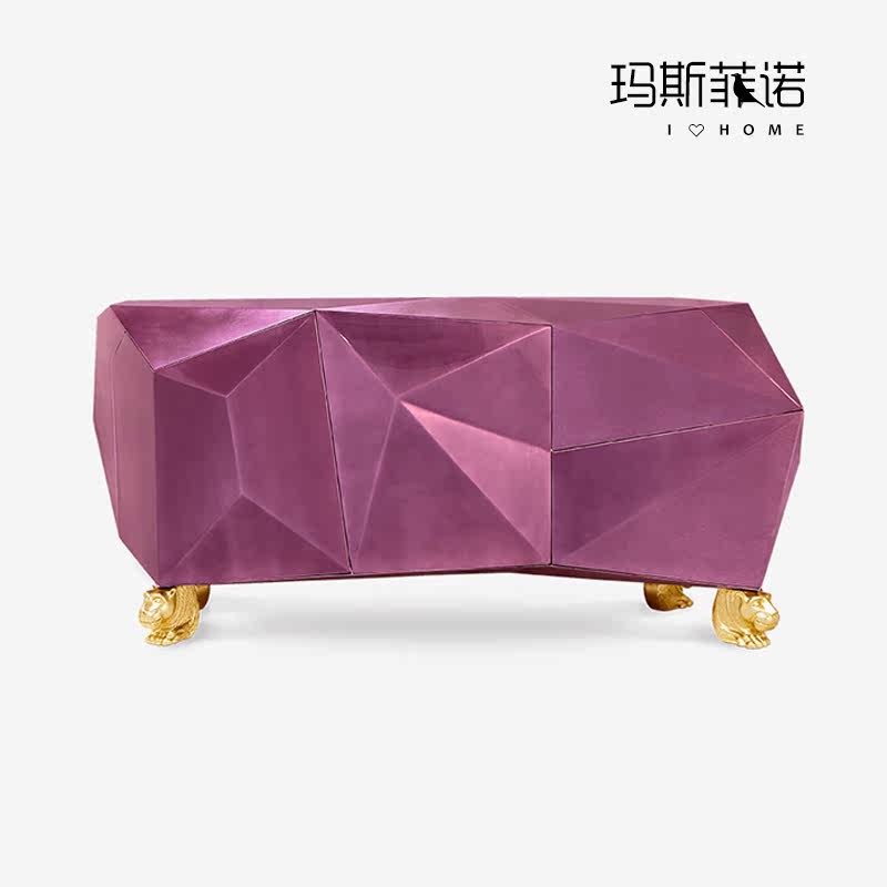 玛斯菲诺摩登轻奢设计师不规则钻石柜餐边柜靠墙储物柜餐边柜