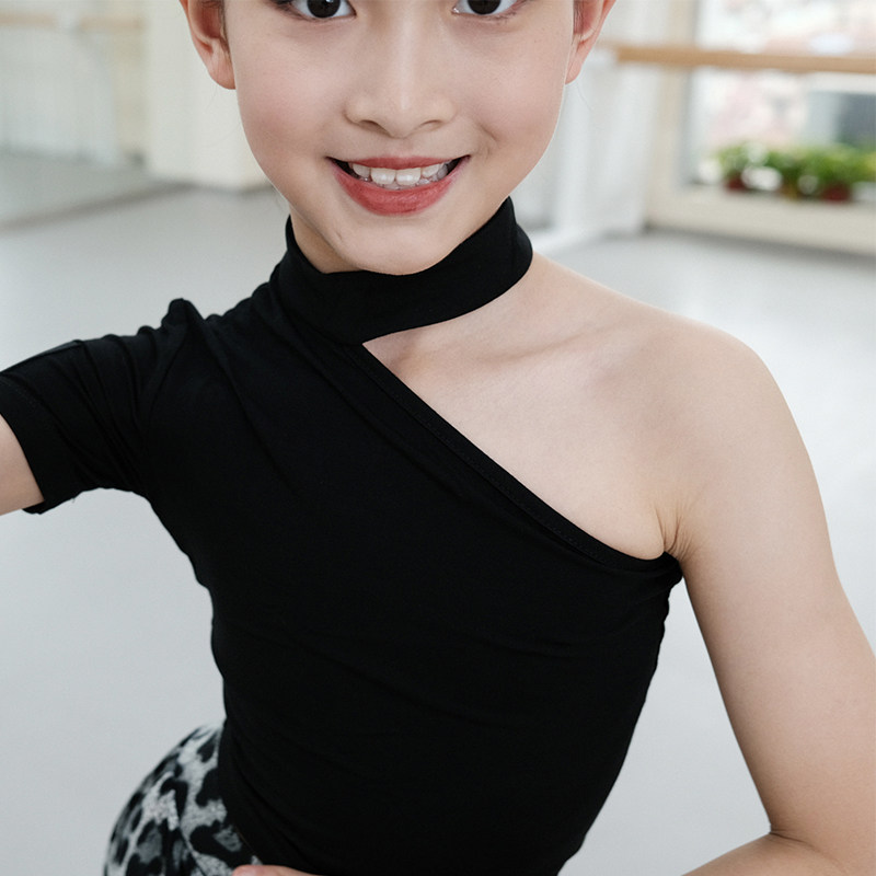 dancebaby舞蹈上衣女孩拉丁舞练功儿童新款演出比赛服拉丁舞上装