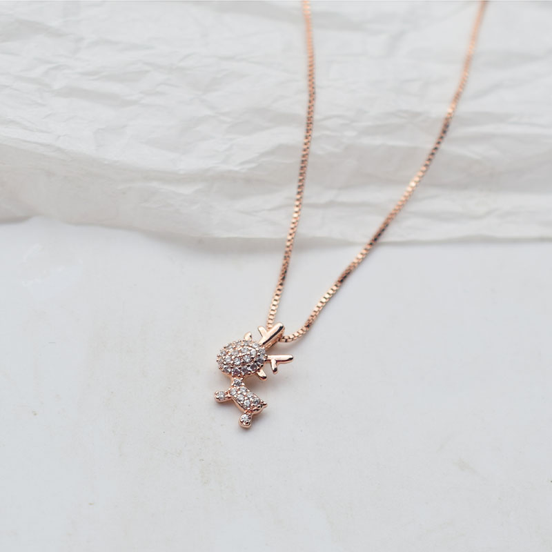 s925纯银麋鹿角项链女潮韩版小众设计网红简约气质一鹿有你锁骨链