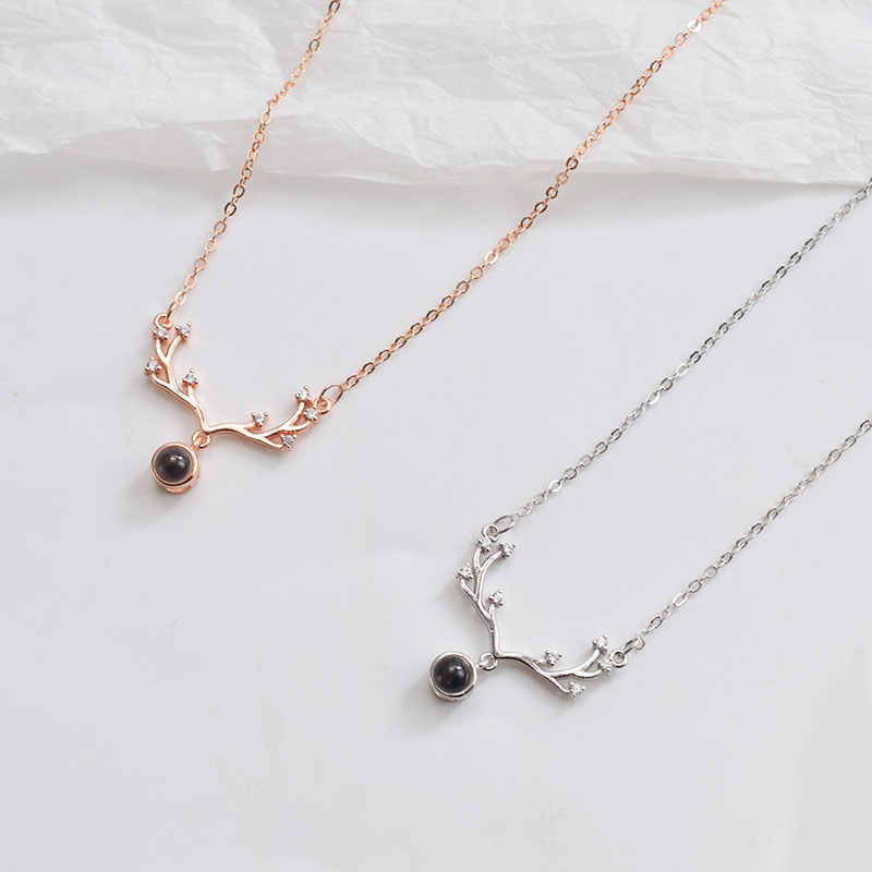 925纯银一鹿有你项链女潮网红ins投影百种语言废话锁骨链百搭韩版