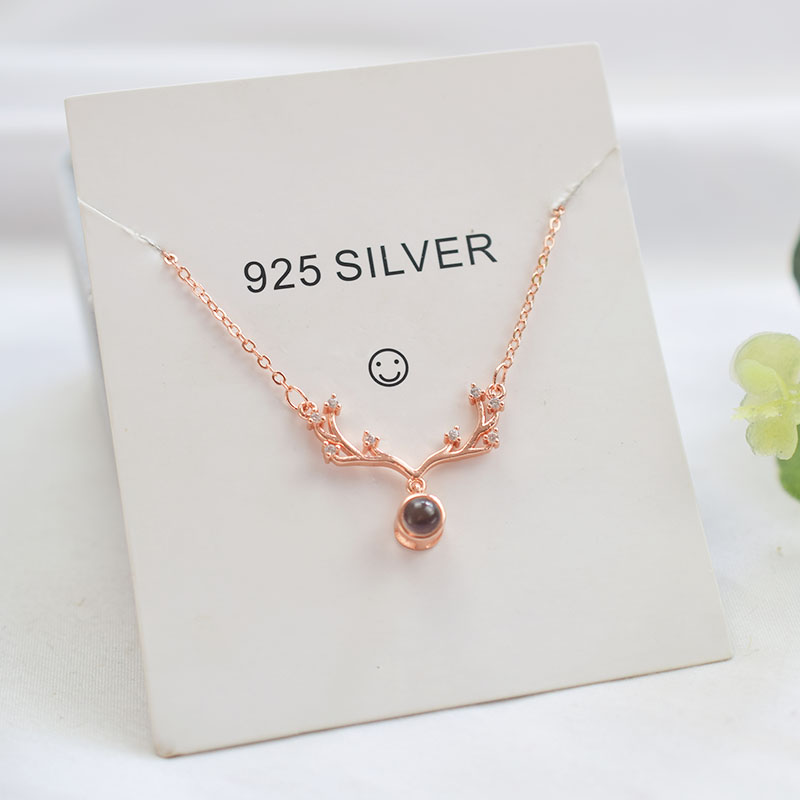 925纯银一鹿有你项链女潮网红ins投影百种语言废话锁骨链百搭韩版