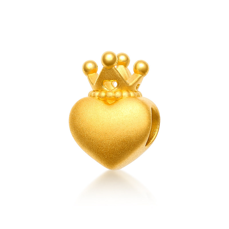 足金皇冠爱心转运黄金手链纯金本命年心形红绳手饰