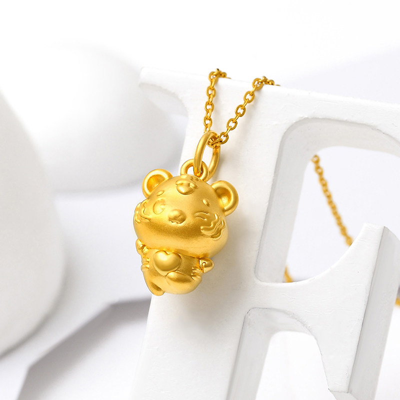 珠属转运吊坠老虎金老虎足金礼物虎年本命年项链颈饰