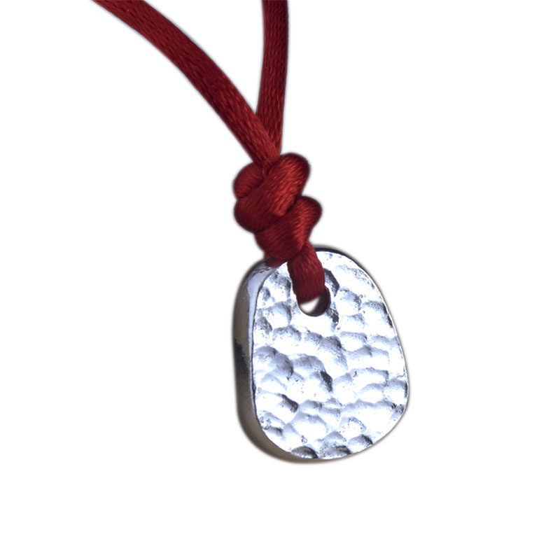 手工定制纯银吊坠挂坠锤纹足银豆型情侣男女项坠