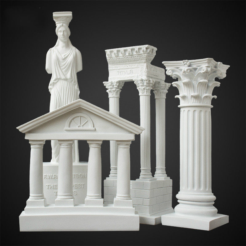 希腊古城神庙建筑模型罗马摆件欧式装饰小摆设石膏摆件