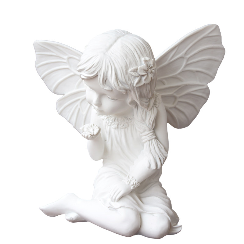 天使小石膏像摆件 少女人像雕像家居装饰 北欧创意桌面雕塑艺术品