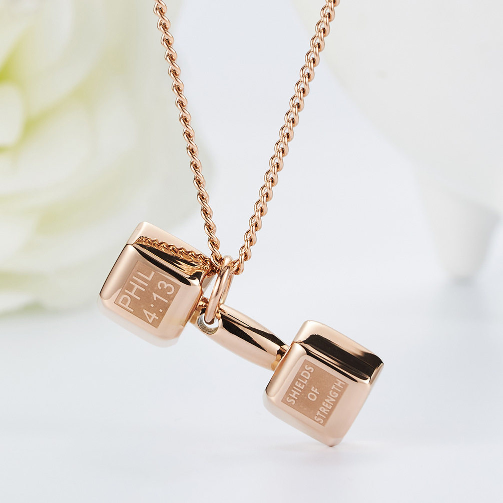 哑铃杠铃男士士女健身项链钛钢运动器材吊坠欧美项链