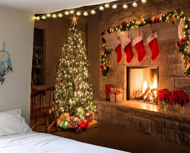 圣诞节装饰diy幼儿园圣诞树挂毯布置装饰布床头ins挂毯