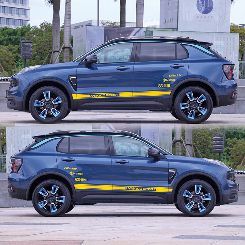 领克01车贴拉花 02个性汽车贴纸 专用动感车身彩条贴