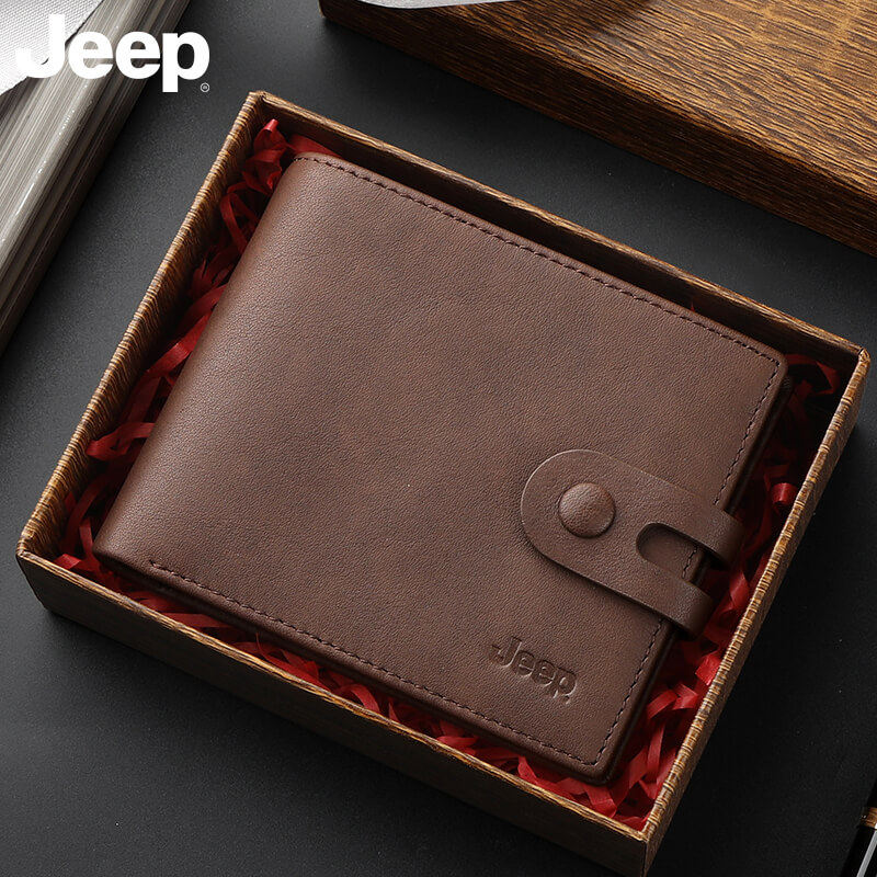 jeep钱包男士真皮短款钱夹牛皮男款皮夹生日钱包