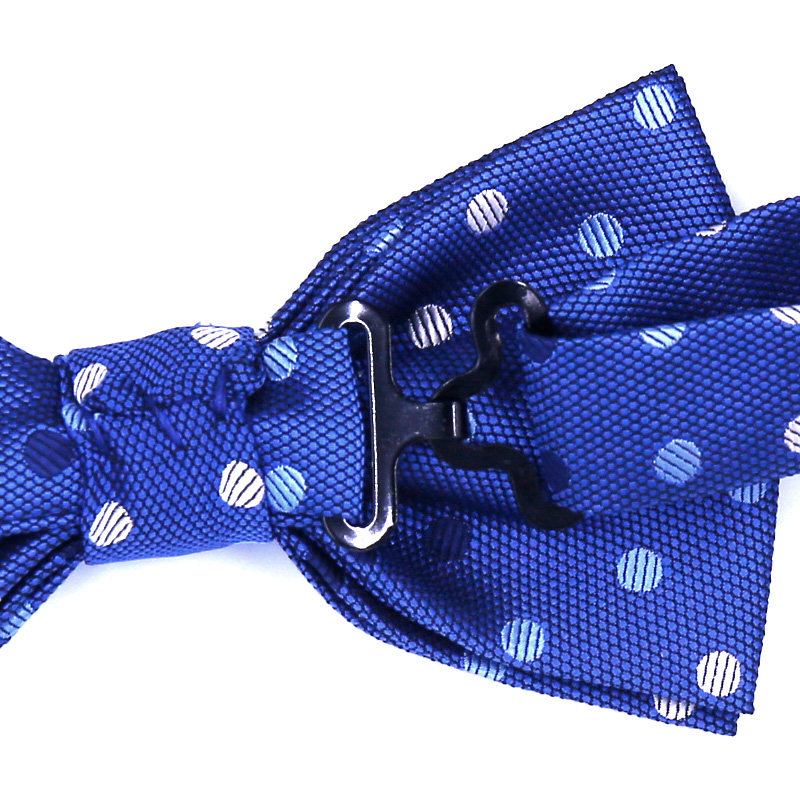 领结男正结婚新郎伴郎领带时尚蓝色双层高档领结