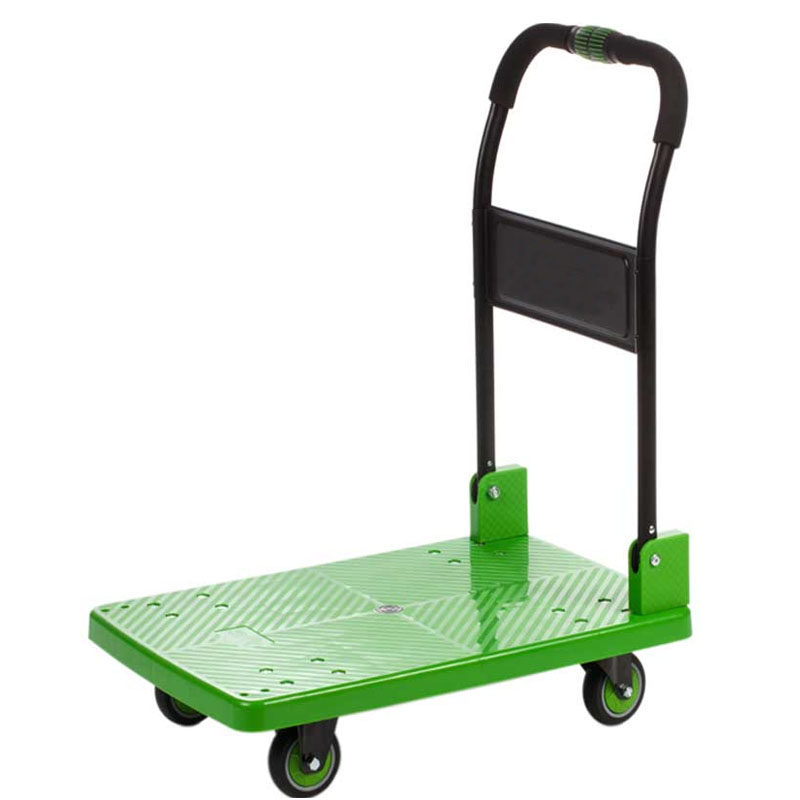 手推车搬运车货运小拉车带刹车静音折叠物流库房推拉货平板小推车