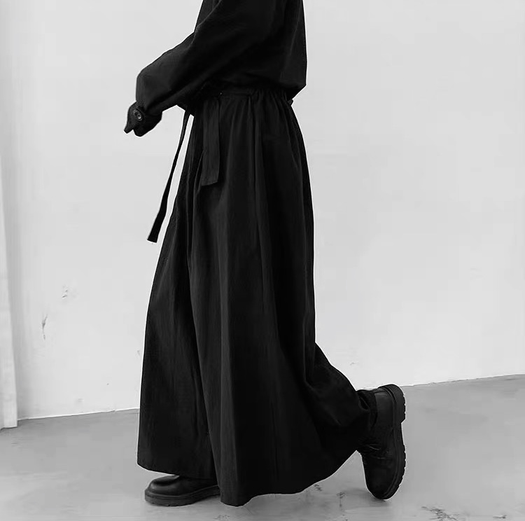 GARBASTES国潮山本耀司风暗黑风宽松阔腿裤裙裤男女极简风原创ins