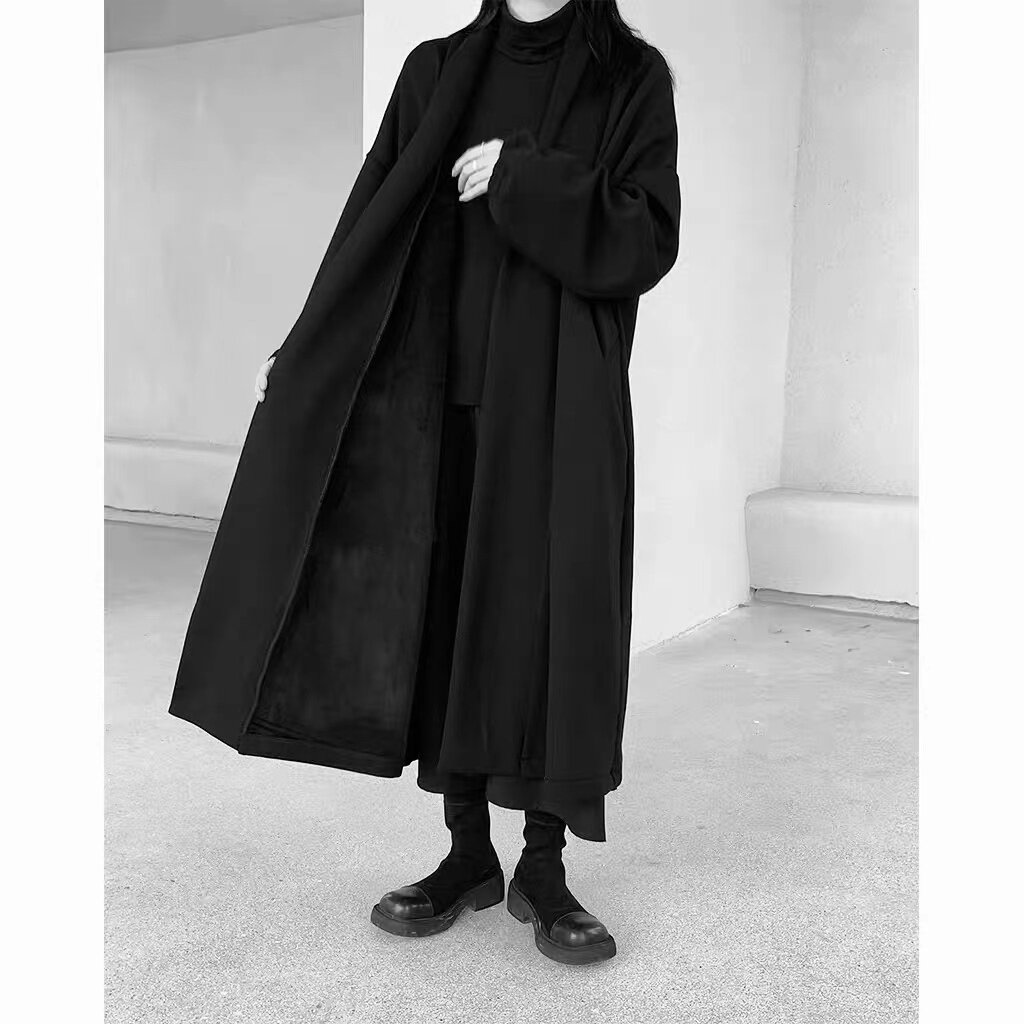 garbastes山本耀司暗黑原创复合加绒外套直领加厚风衣