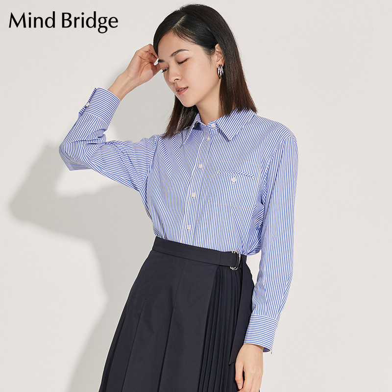 mindbridge百家好衬衫设计感小众女春季新款长袖宽松衬衫