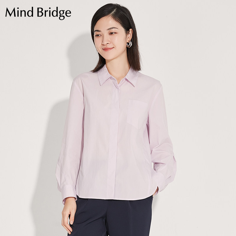 mindbridge百家好女士设计感小众衬衫春季新款纯棉上衣mvws325b