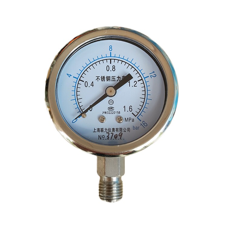 6mpa径向不锈钢材质水压蒸汽锅炉压力表