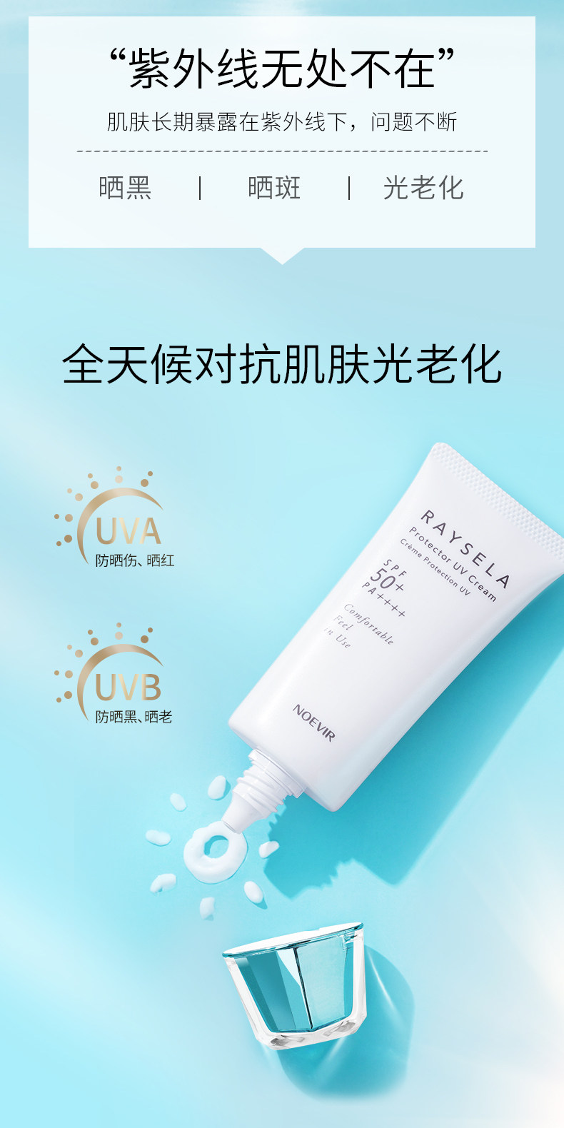 现货日本noevir诺薇雅清透脸部防晒乳液35g自留防晒霜