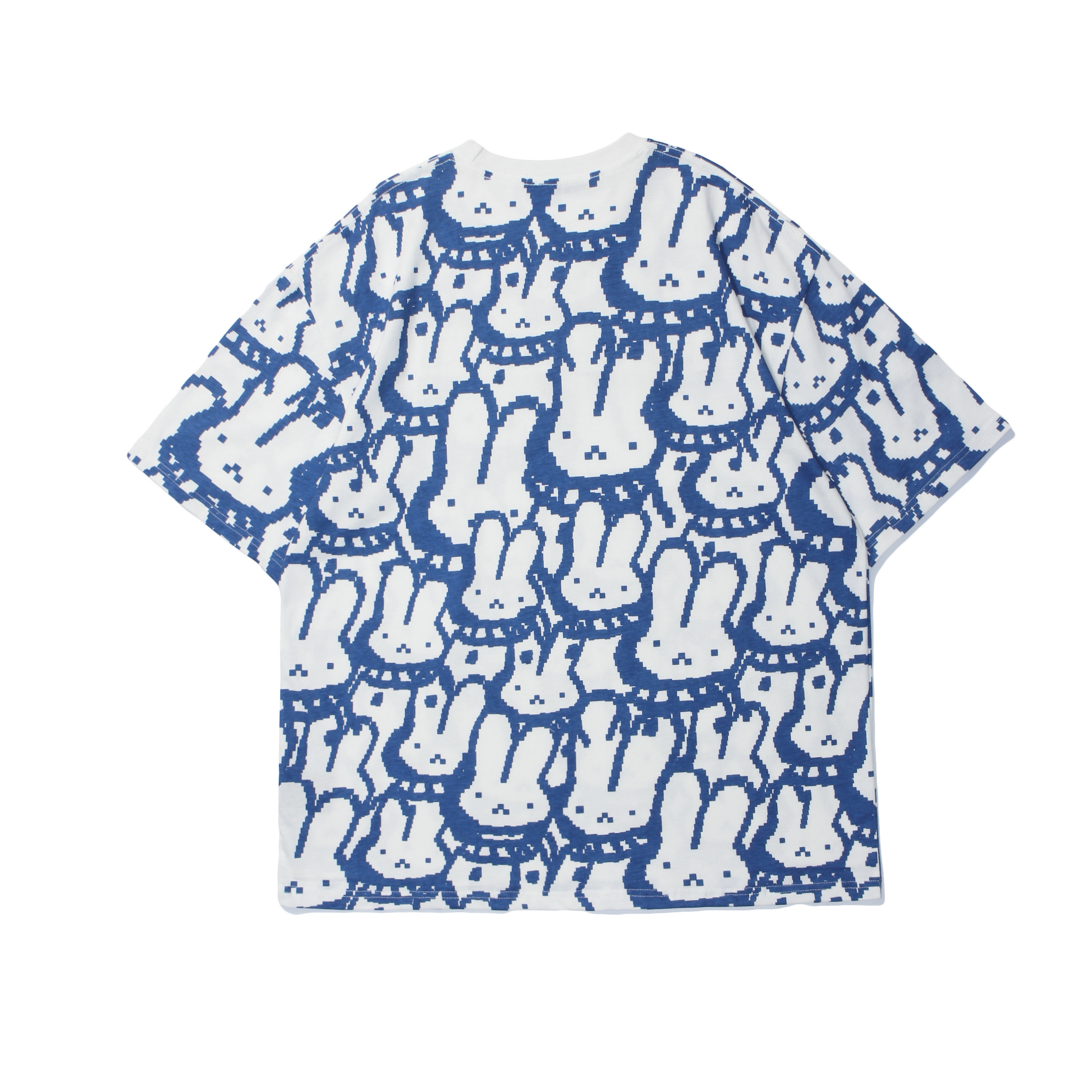 潮牌卡通兔子满印短袖恤女oversize宽松3d压印t恤