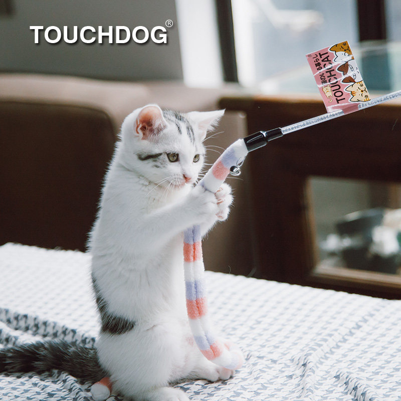 毛毛虫尾巴逗猫棒touchcat它它猫玩具羽毛带铃铛响纸逗小猫幼猫玩