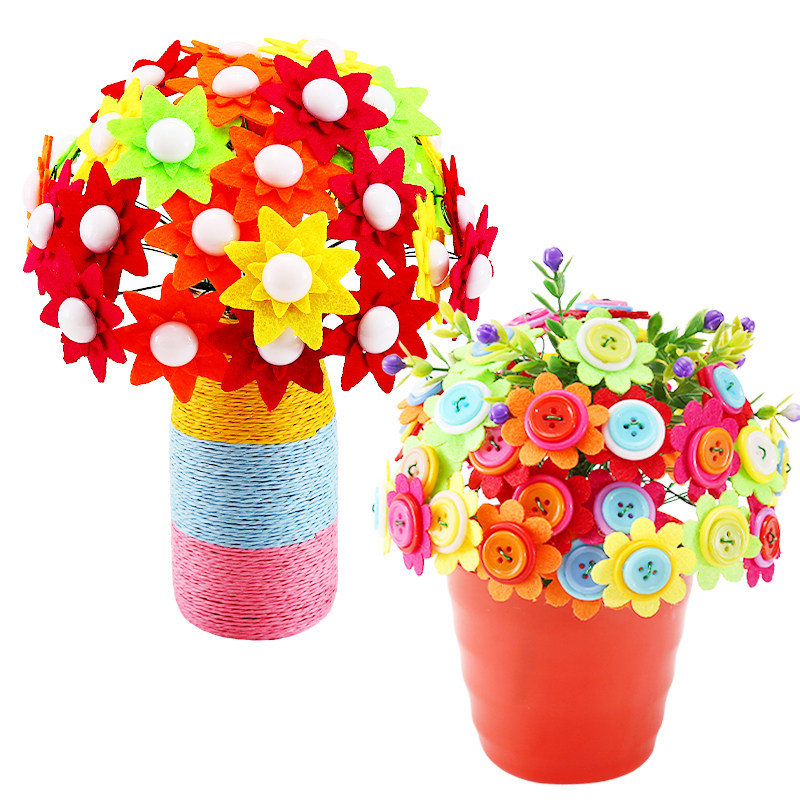 妇女节纽扣花束手工儿童幼儿园diy制作材料包创意扣子画作品