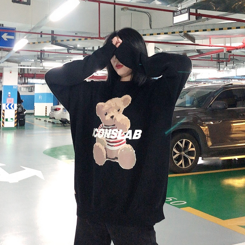 丝叔潮社 ICONSLAB联名SSUR PLUS小熊针织衫毛衣男女情侣打底衫潮