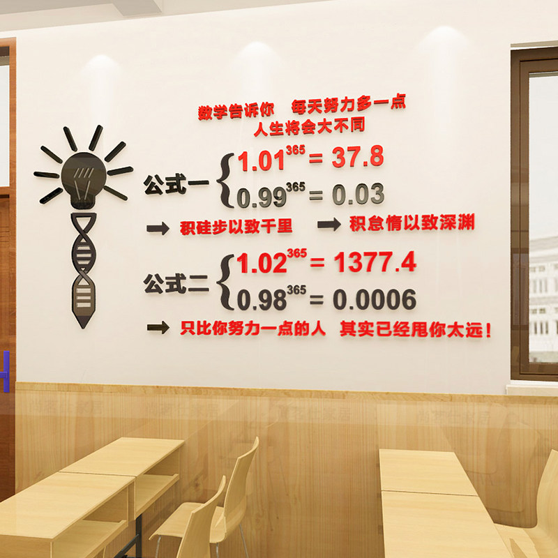数学公式墙贴励志标语教室班级文化墙装饰创意高中3d立体激励贴纸