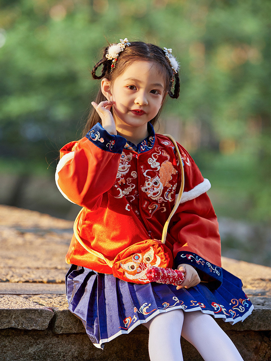 男童女童冬装喜庆红色拜年宝宝中国国风唐装汉服