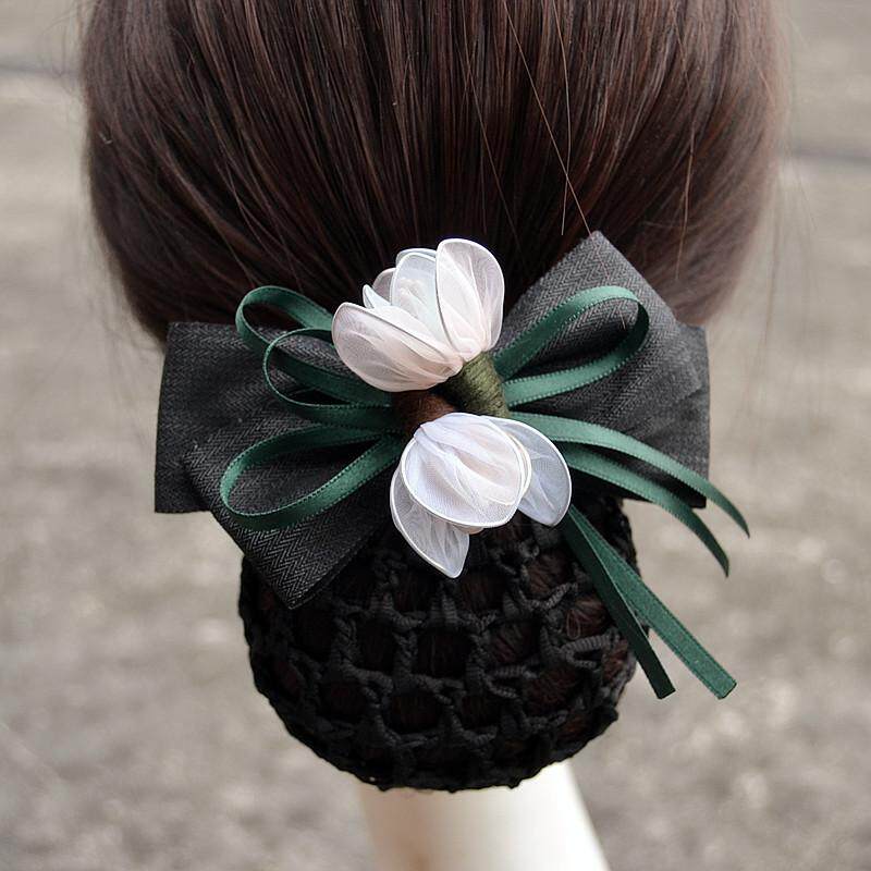 阿果头花发网兜气质花朵职业发夹空姐护士网花员工作发套盘发头饰