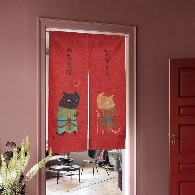 张乐布艺半帘卧室厨房家用隔断门帘棉麻喜庆门帘