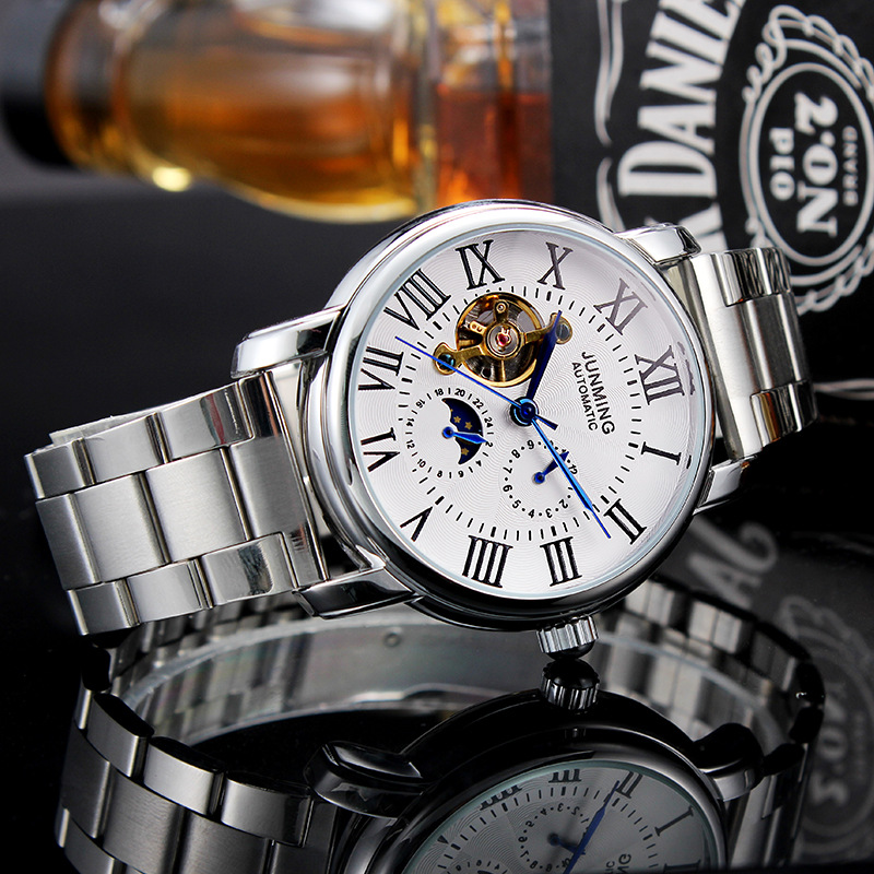 junming骏铭手表男士全自动机械表时尚镂空国产腕表