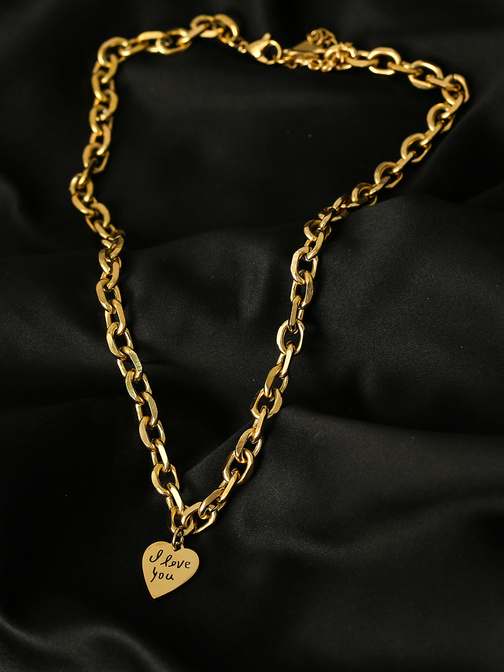 欧美重工轻奢爱心项链百搭简约钛钢小众设计项链