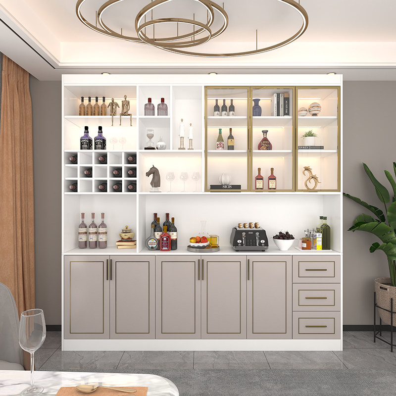 轻奢酒柜餐边柜靠墙一体家用展示柜玻璃柜北欧餐厅酒柜