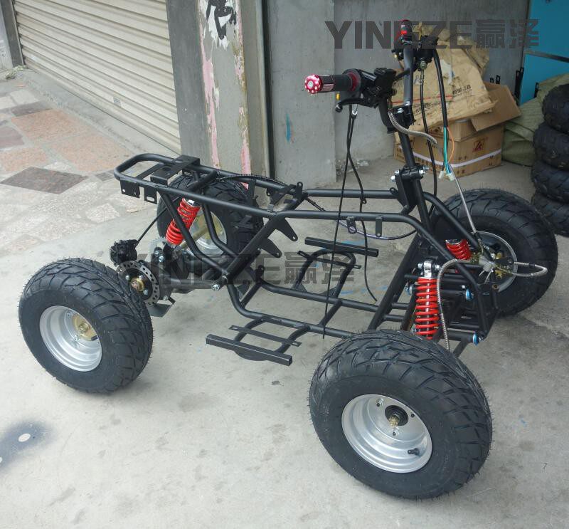 改装四轮摩托沙滩配件车架总成减震后桥后轴摩托车车架